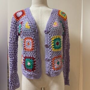 Cotton Emporium Colorful Crochet Cardigan